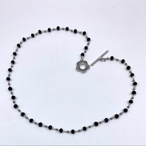 Bohemian Black & Silver Flower Choker Necklace